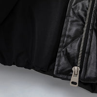 Minimalist Faux Leather Hooded Puffer Jacket