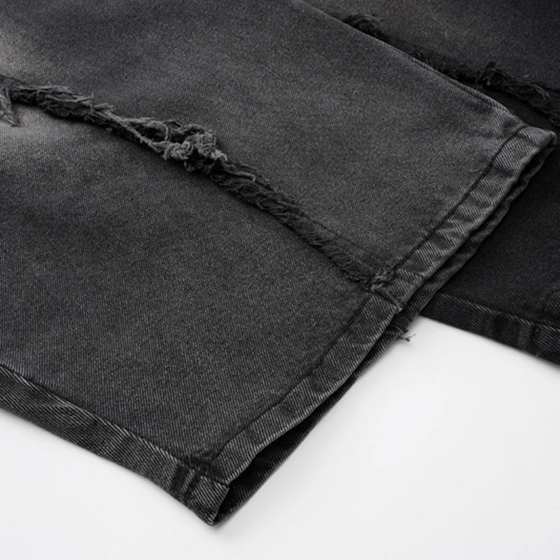 'Torrent' Frayed Wide Leg Denim Jeans