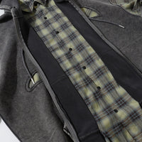 'Remnant' Plaid Trim Distressed Zip-Up Hoodie