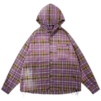 Vintage Wash Flannel Button Up with Hood
