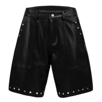 Longline Rivet Studded Faux Leather Shorts