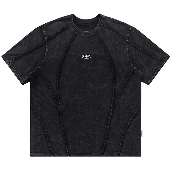 Cloutcollection 'Shell' Panel Stitch Cotton T-Shirt