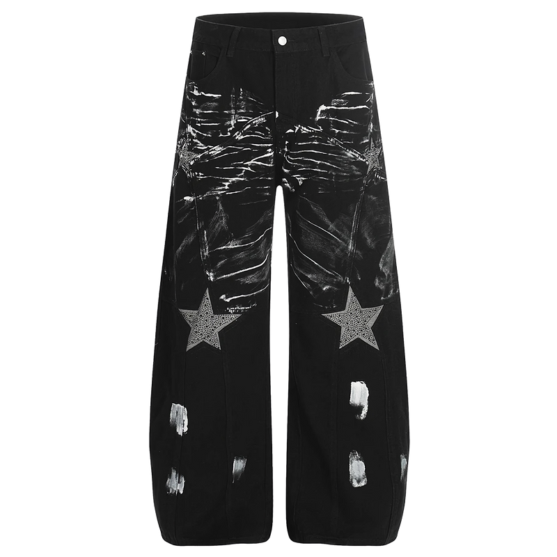 'Scintilla' Painted Wide Leg Denim Jeans