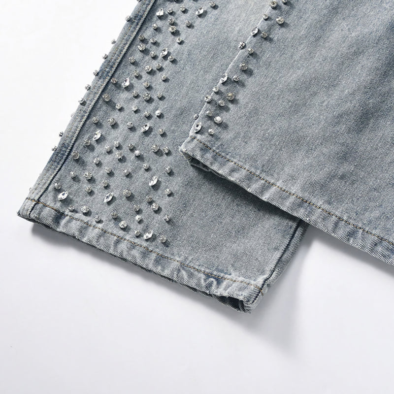 'Echelon' Rhinestone Studded Denim Jeans