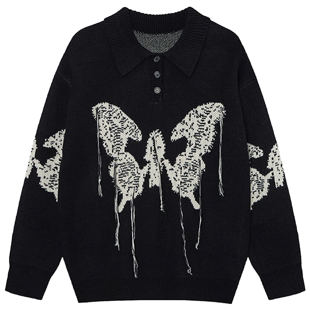 'Hypnos' Collared Quarter-Button Knit Sweater