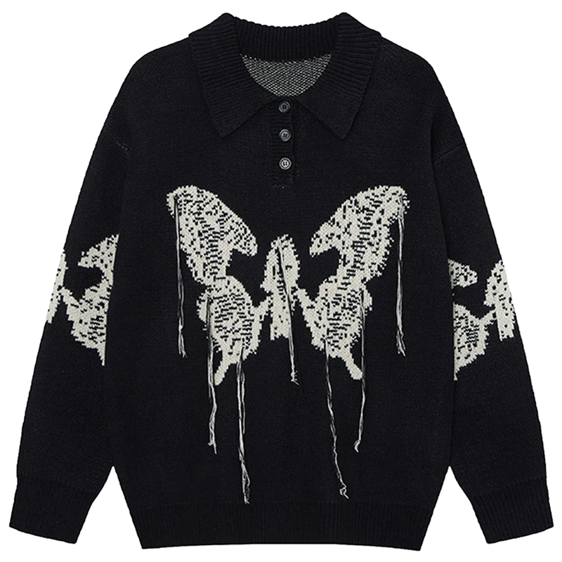 'Hypnos' Collared Quarter-Button Knit Sweater