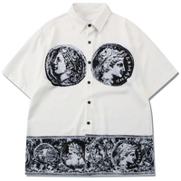 'Fortune' Tetradrachm Print Short Sleeve Button Up