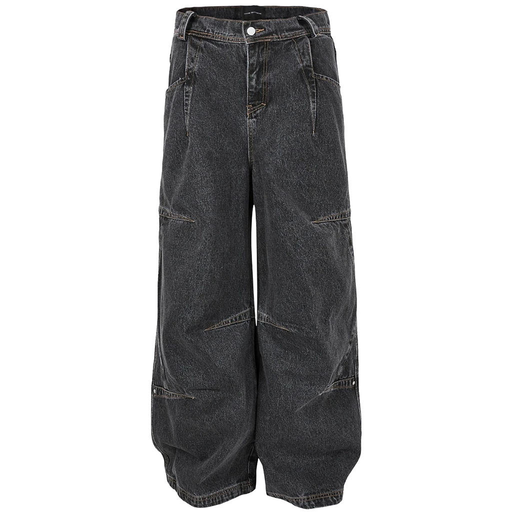 'Nyx' Charcoal Shadow Wash Oversized Denim Jeans