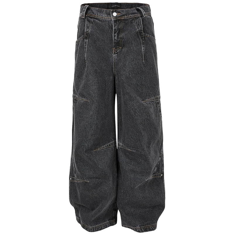 'Nyx' Charcoal Shadow Wash Oversized Denim Jeans