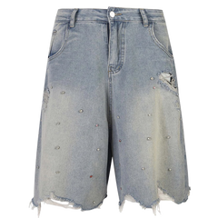 CLOUT COLLECTION ™ | Ken Vibe Rhinestone Studded Distressed Denim