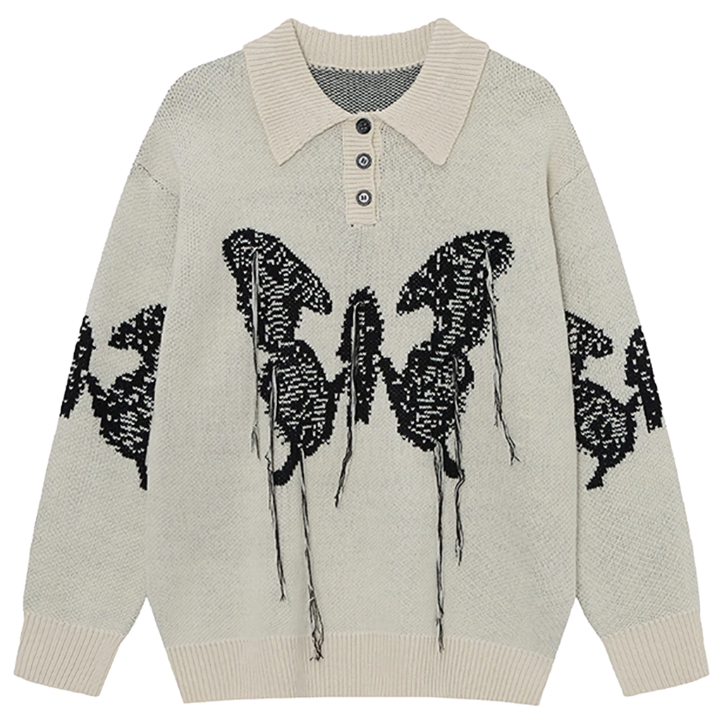 'Hypnos' Collared Quarter-Button Knit Sweater