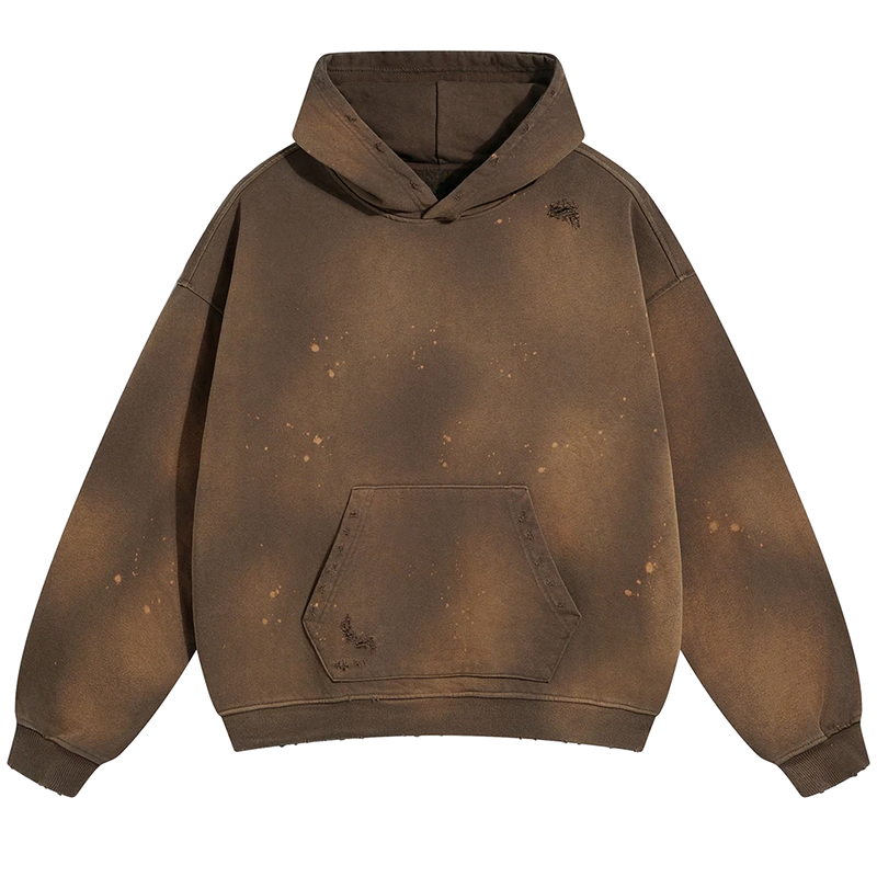 Vintage Loose Fit Cotton Hoodie with Paint Splatter