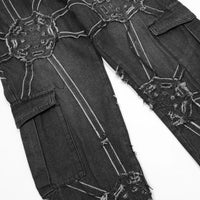 'Empire' Black Denim Jeans with Detachable Sling Straps