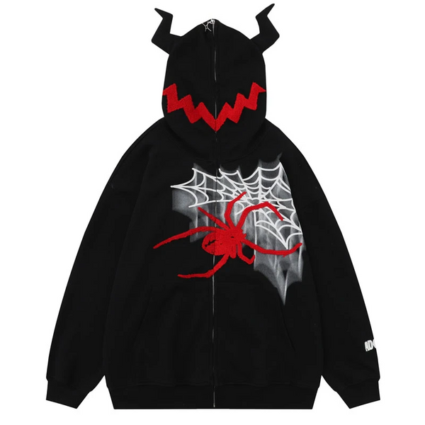 CLOUT COLLECTION ™ | 'Crawler' Full Zip Hoodie with Textured Spider ...