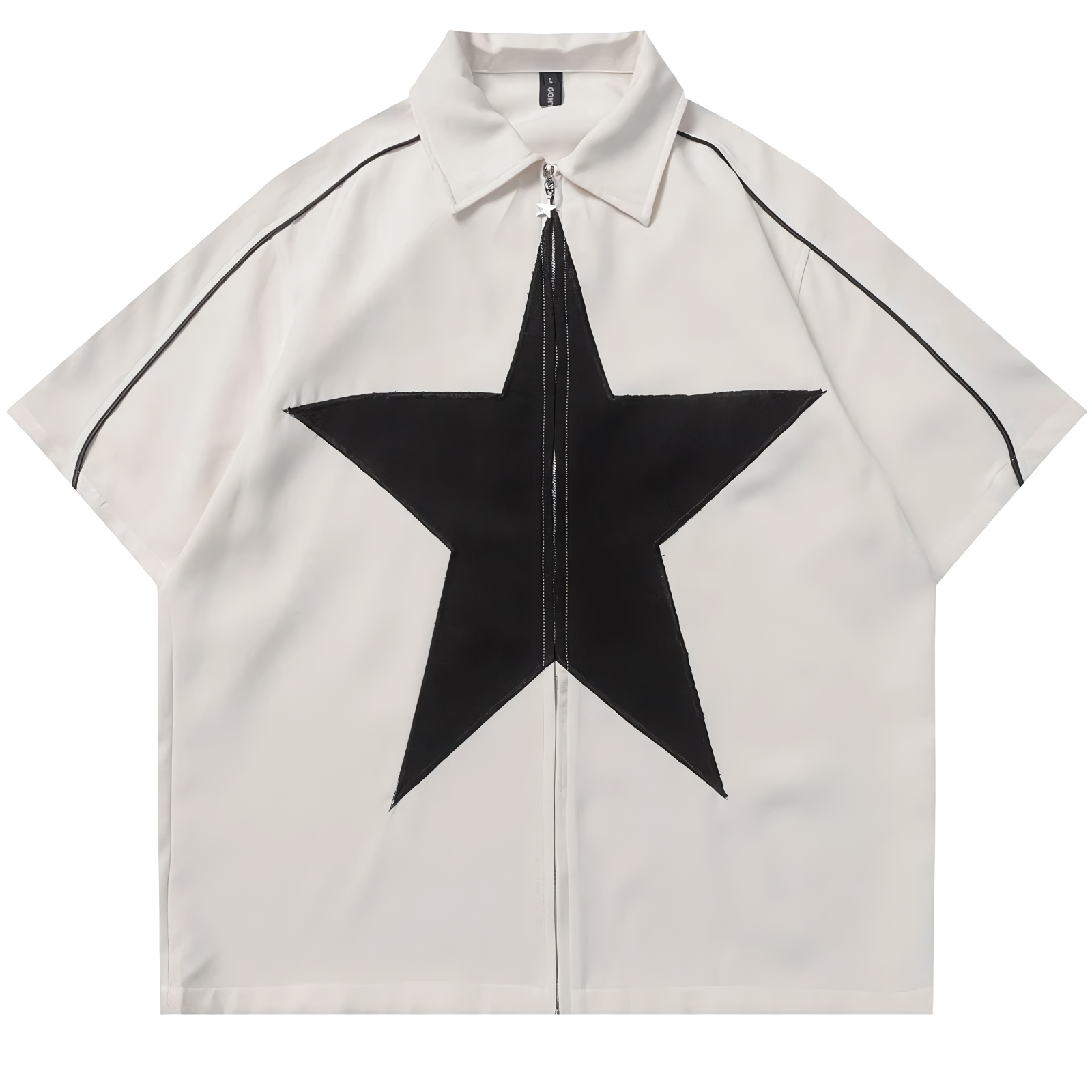Clout Collection | Monochrome Star Collar Zip-Shirt Black / M