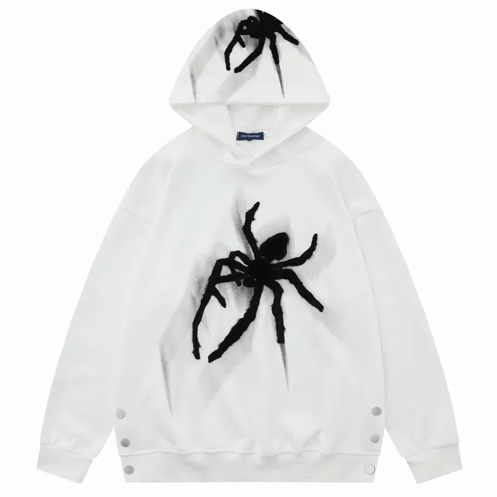 CLOUT COLLECTION ™ | Textured Spider Embroidery Side Slit Hoodie