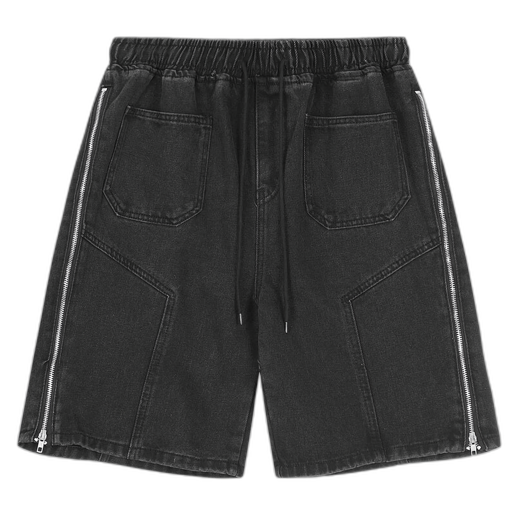 'Nuance' Full-Zip Denim Shorts