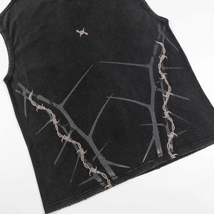 'Additive' Barbed Wire Graphic Print Tank