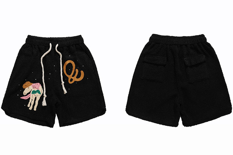 Editorial Department Embroidered Boucle Fleece Shorts