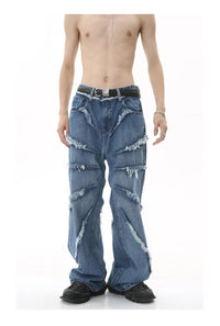 Fringed Shadow Baggy Denim Jeans