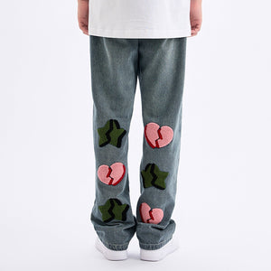'Broken' Plush Embroidered Custom Denim Jeans