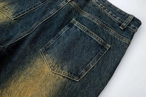 Irregular Patchwork Stacked Denim Jeans