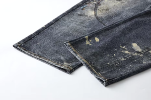 Distressed Chain-Detailed Baggy Denim Jeans