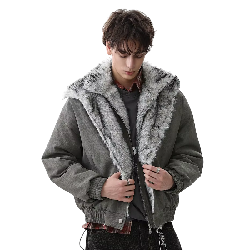 'Metro' High Collar Fur Trim Jacket