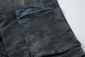 Urban Camo Wide Leg Denim Cargo  Pants