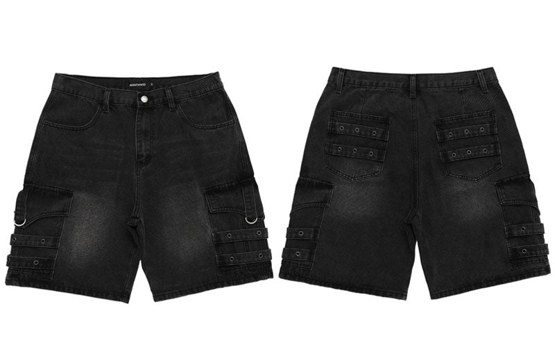 CLOUT COLLECTION ™ | Editorial Department Layered Denim Cargo Shorts
