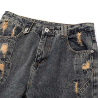 Extreme Aesthetic Shredded Wide Leg Denim Jeans