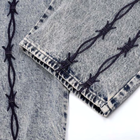 'Perimeter' Barb Wire Embroidered Denim Jeans