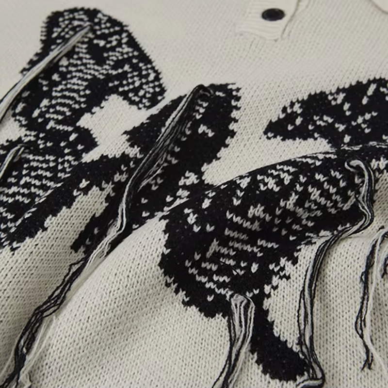 'Hypnos' Collared Quarter-Button Knit Sweater