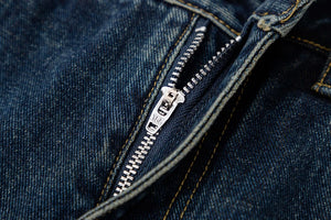 Structured Grommet Strap Faded Denim Jeans