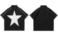 Monochrome Star Collar Zip-Shirt