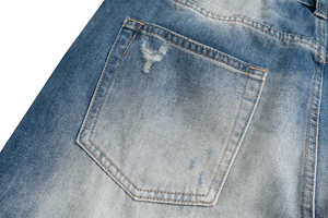 'Haze' Faded Wash Wide Leg Distressed Denim Jeans