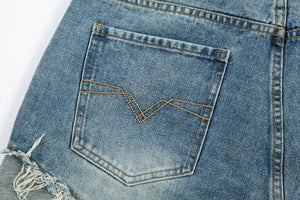'Apollo' Distressed Denim Shorts with Star Patch
