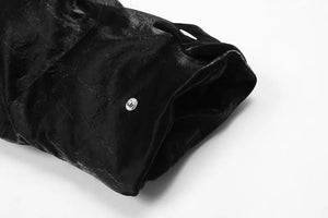 'Polaris' Black Leather Puffer Jacket