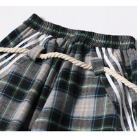 Plaid Lounge Pants with Braided Hemp Rope Belt