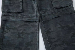 Urban Camo Wide Leg Denim Cargo  Pants