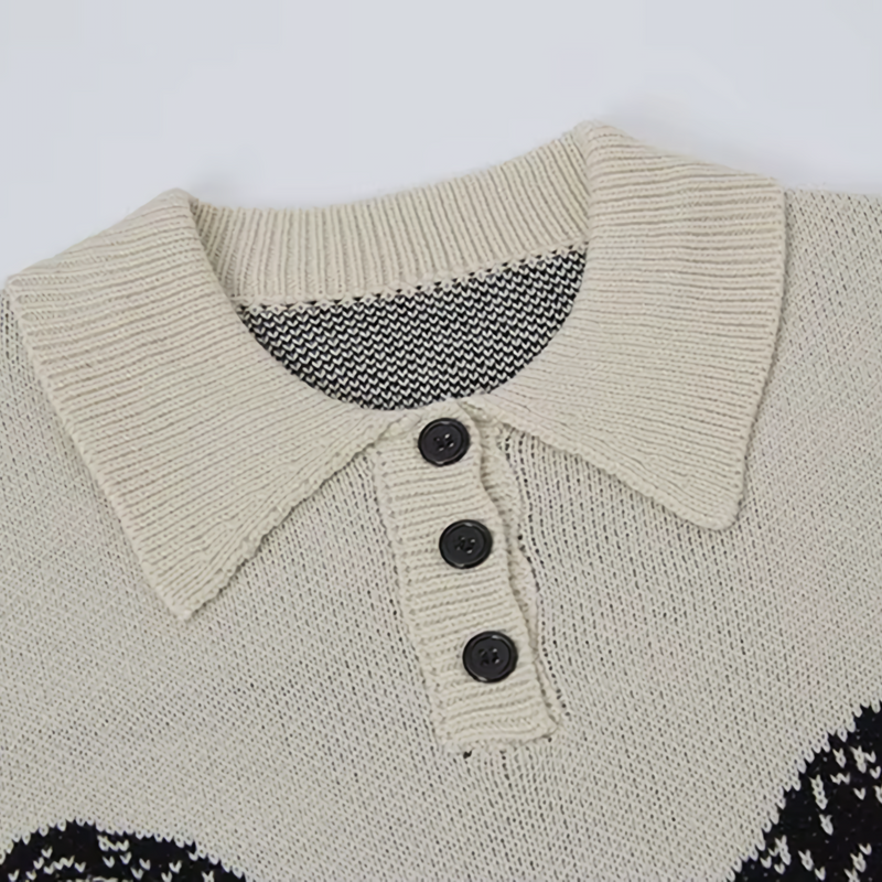 'Hypnos' Collared Quarter-Button Knit Sweater