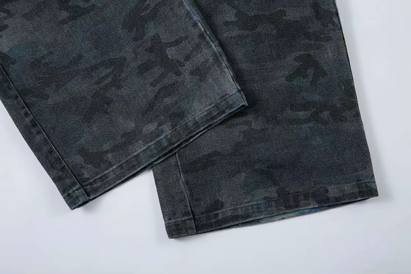 Urban Camo Wide Leg Denim Cargo  Pants