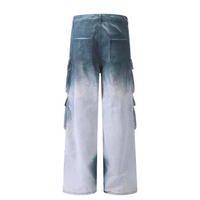 'Black Ice' Gradient Wash Utility Cargo Pants