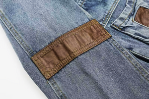 'Nomad' Leather Panel Denim Cargo Jacket