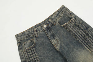 Structured Edge Denim Jeans with Side Zip