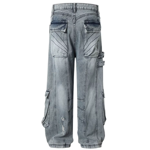 'Forerunner' Rugged Wide Leg Denim Cargo Jeans