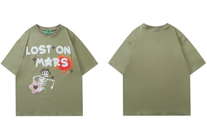 'Lost on Mars' Graphic Print Cotton T-Shirt