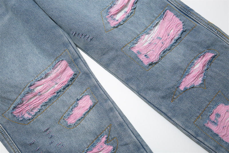 Ken Vibe 'Heistcore' Pink Distressed Denim Jeans