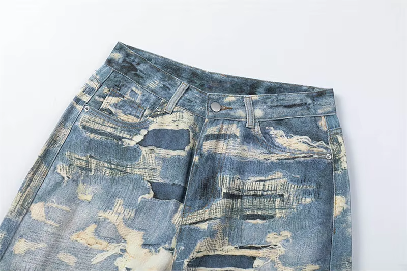 'Illusion' Faux Distressed Denim Jeans