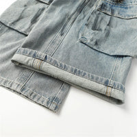 Smudged Wash Denim Cargo Jeans